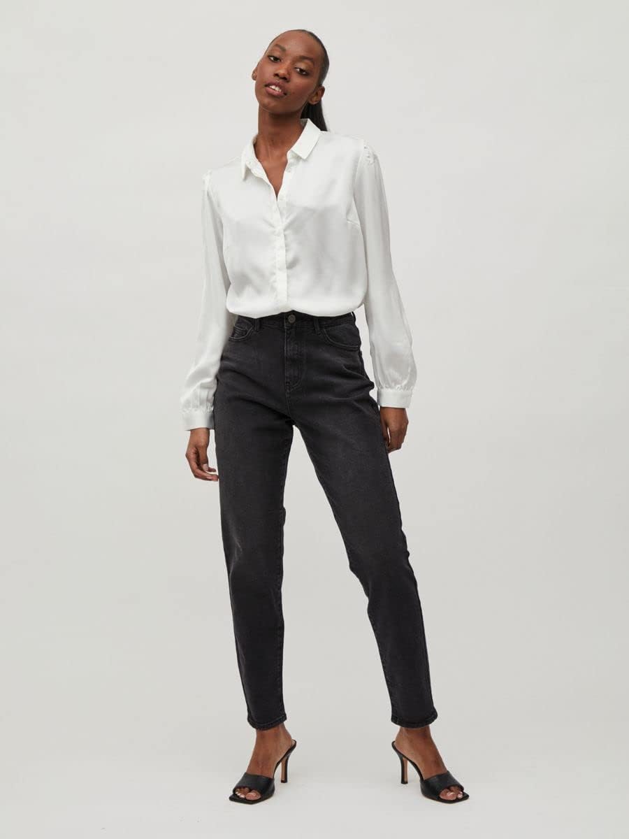Vila Damen Vimommie Dl Hw Mom Blk-Noos Jeans 36W / 32L Black Denim, 36W / 32L Black Denim