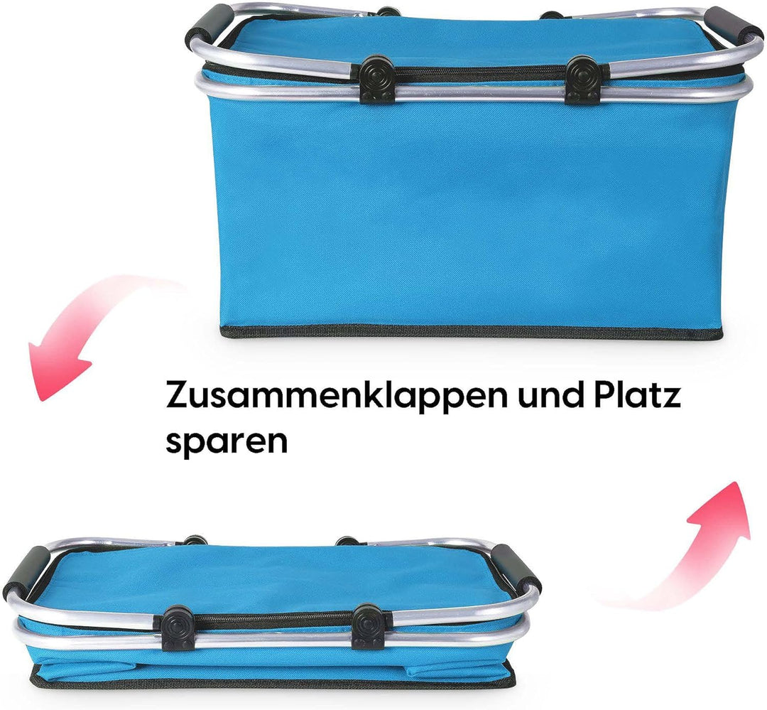 wuuhoo® Einkaufskorb Irene mit verstärktem Griff faltbar I Picknick-Korb klappbar I Einkaufstasche f