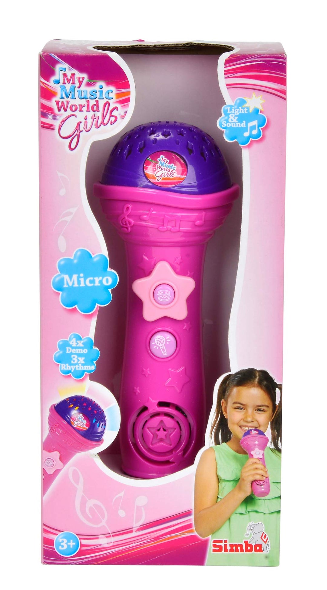 Simba 106831464 - My Music World Girls Shining Mikro, 4 Demos, 3 Rhythmen, 20cm, ab 3 Jahre