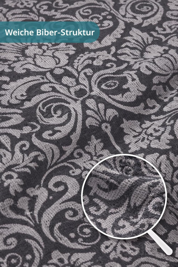 soma Biber Bettwäsche 2 teilig Bettbezug 135x200 cm Kopfkissenbezug 80 x 80 cm anthrazit Barock Blum