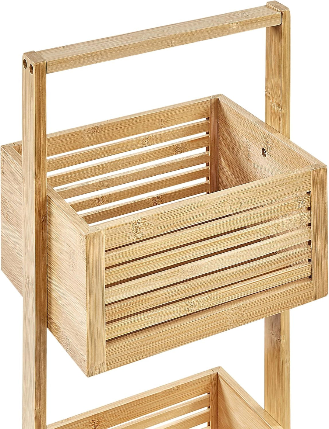 Beliani Badregal mit Griff Bambusholz Hellbraun 80 cm 3 Fächer Lamellen-Optik Waverly