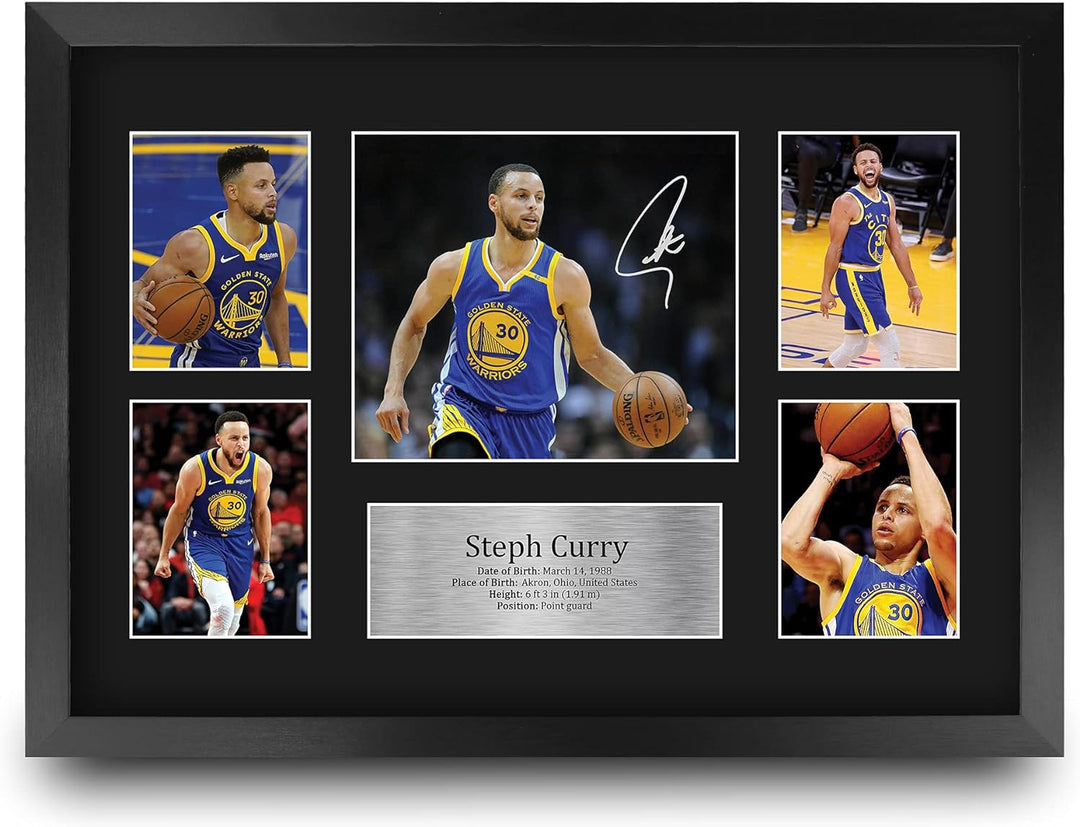 HWC Trading FR A3 Steph Curry Golden State Warriors Geschenke Gedruckt, Signiert Autogramm-Präsentat