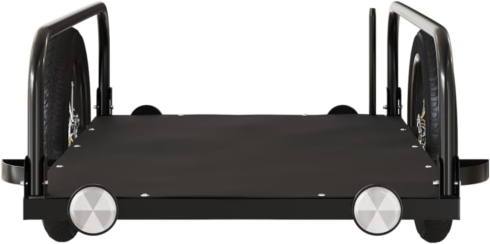 Mangloder Fahrradanhänger Schwarz 135x70x Eisen mit, Deichsel, Sicherheitsflagge, faltbar, ideal für