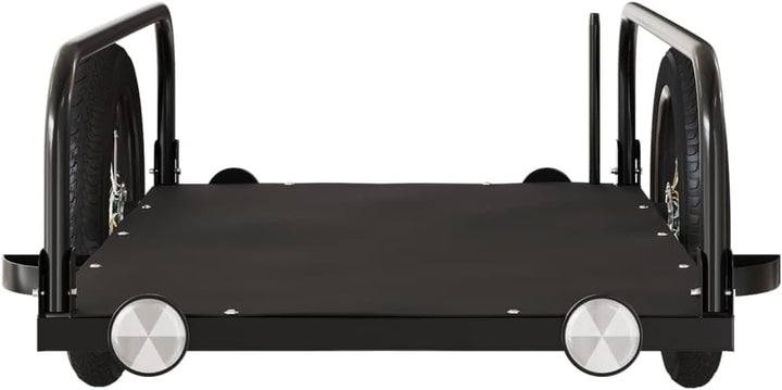 Mangloder Fahrradanhänger Schwarz 135x70x Eisen mit, Deichsel, Sicherheitsflagge, faltbar, ideal für