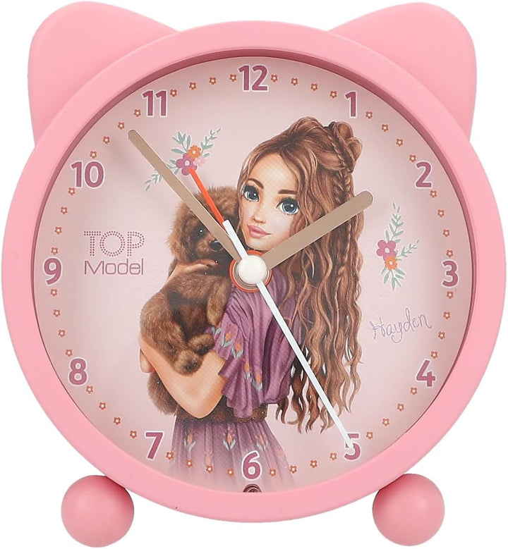 Depesche TOPModel Floral 13226 Kinderwecker in Rosa, Modell und Ohren, leise Uhr mit Lichtfunktion,