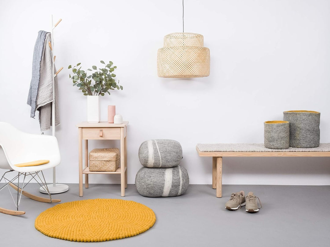 myfelt Klara Filzkugelteppich — Ø 70 cm, ideal für Schlaf-, Wohn-, Kinderzimmer, Flur & Bad 70cm Ø G