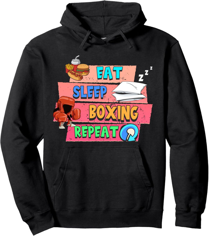 Funny Eat Sleep Boxing Repeat Boxen Trainer Fighter Boxer Pullover Hoodie