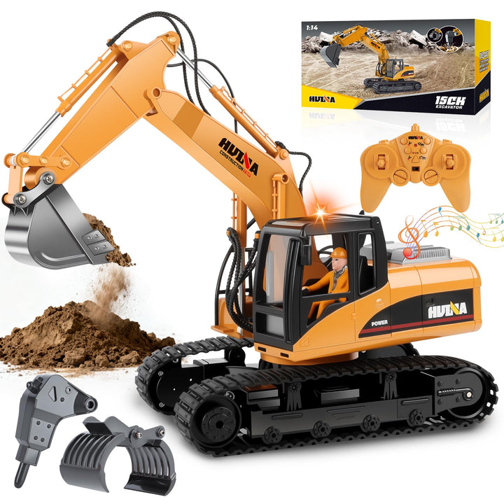 FORMIZON Löffel Hydraulikhammer Holzgreifer 3-in-1 2.4GHz Ferngesteuerter Bagger ab 8 Jahre, 1:14 Ma