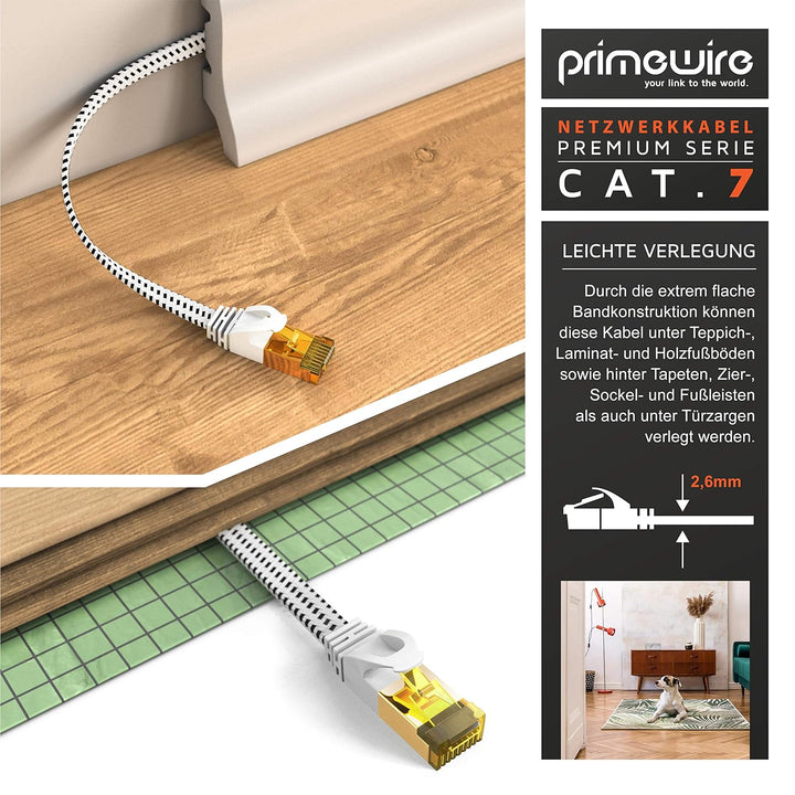 CSL - 20m CAT 7 Netzwerkkabel Flach und Dünn - Lan Kabel für 10 Gigabit High Speed, Internetkabel, F