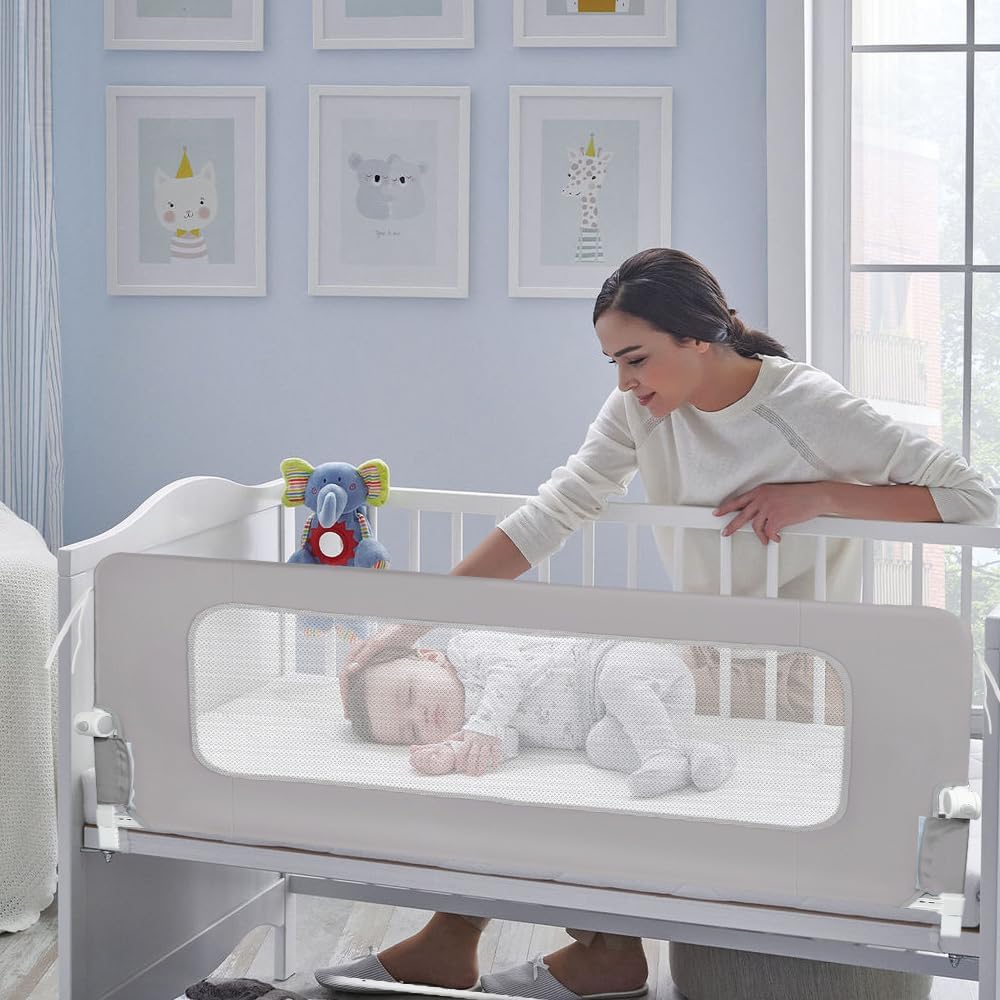 OHMG Bettgeländer,Sicherheitsgitter für Kinder,Sicherheitsgitter für Bett,höhenverstellbar,tragbar,B