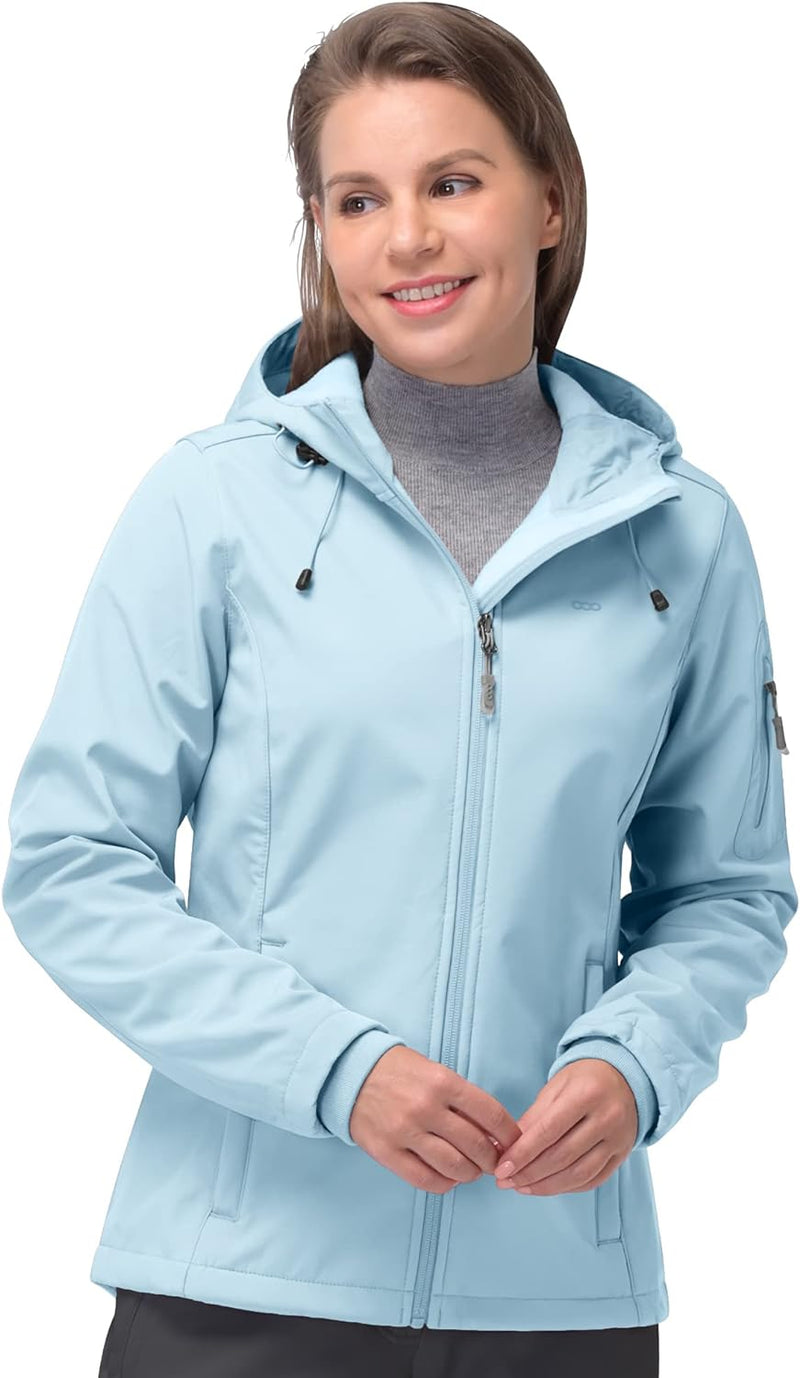 33,000ft Softshelljacke Damen Wasserdichte Atmungsaktive Warme Winterjacke Fleece Übergangsjacke Win