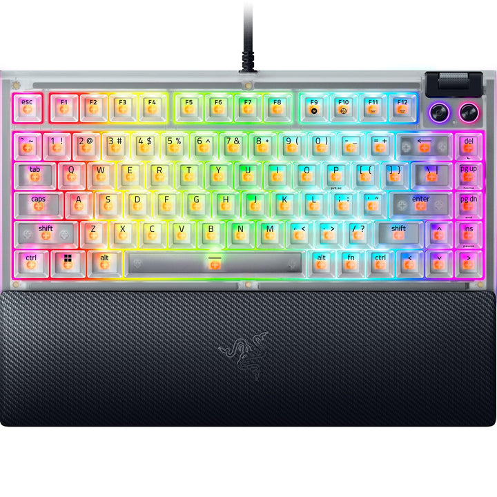 Razer BlackWidow V4 75% Phantom White - Hot-swap-fähige mechanische Gaming-Tastatur - Orange Tactile