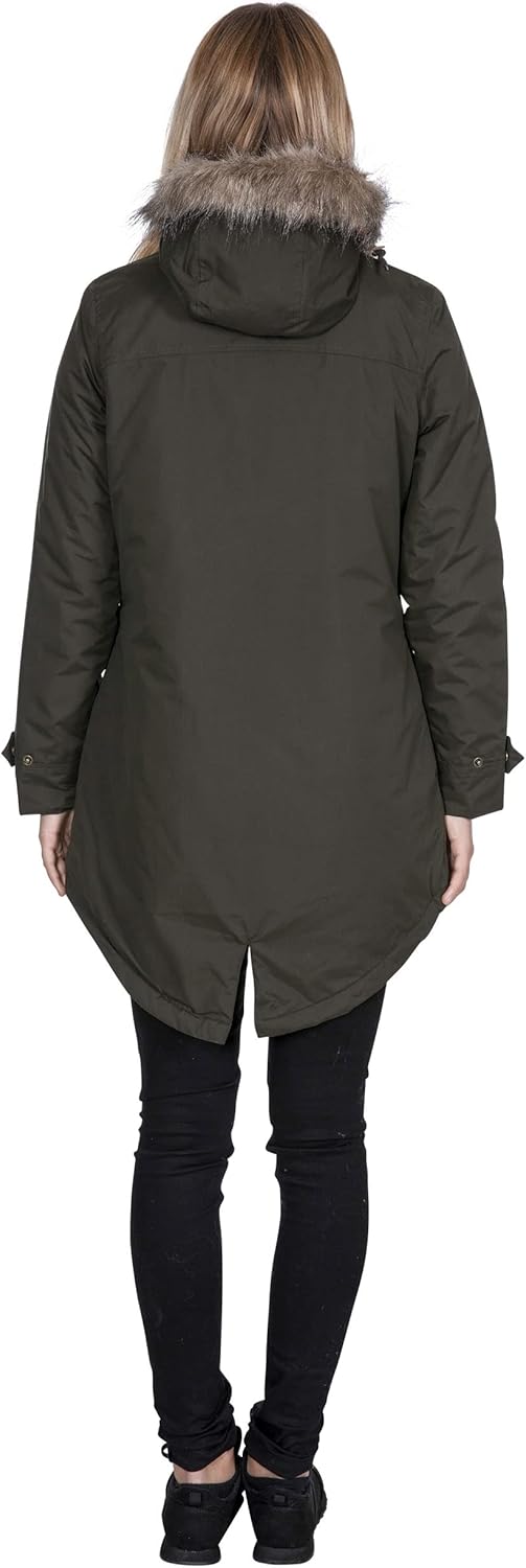Trespass Clea, Wasserdichte Jacke mit Einrollbarer Kapuze für Damen XXL dunkles kaki, XXL dunkles ka