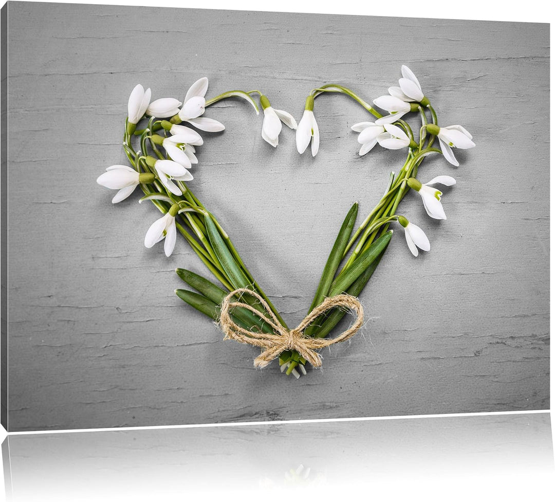Pixxprint Herz aus Blumen als Leinwandbild/Grösse: 100x70 cm/Wandbild/Kunstdruck/fertig bespannt, 10
