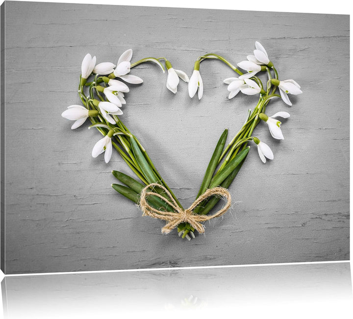 Pixxprint Herz aus Blumen als Leinwandbild/Grösse: 100x70 cm/Wandbild/Kunstdruck/fertig bespannt, 10