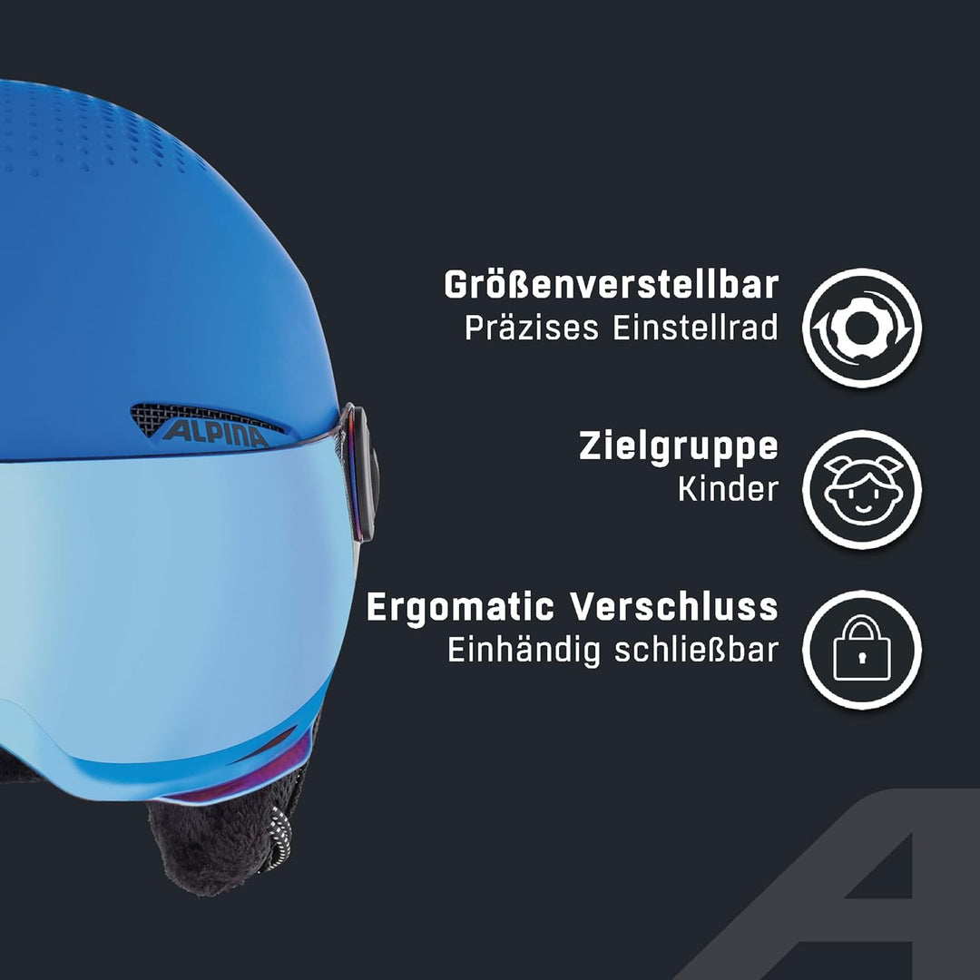 ALPINA ZUPO VISOR Q-LITE - Hochwertiger & Leichter Skihelm Mit Kontrastverstärkendem Visier Für Kind