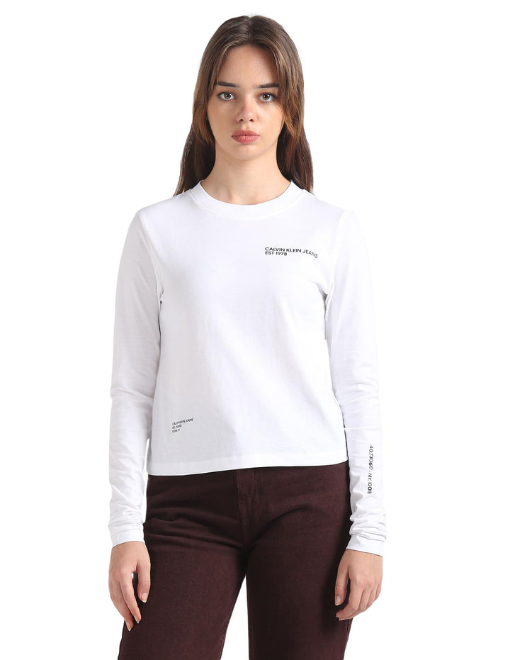 Calvin Klein Damen Langarm T-Shirts XS Weiss (Bright White), XS Wei&amp;