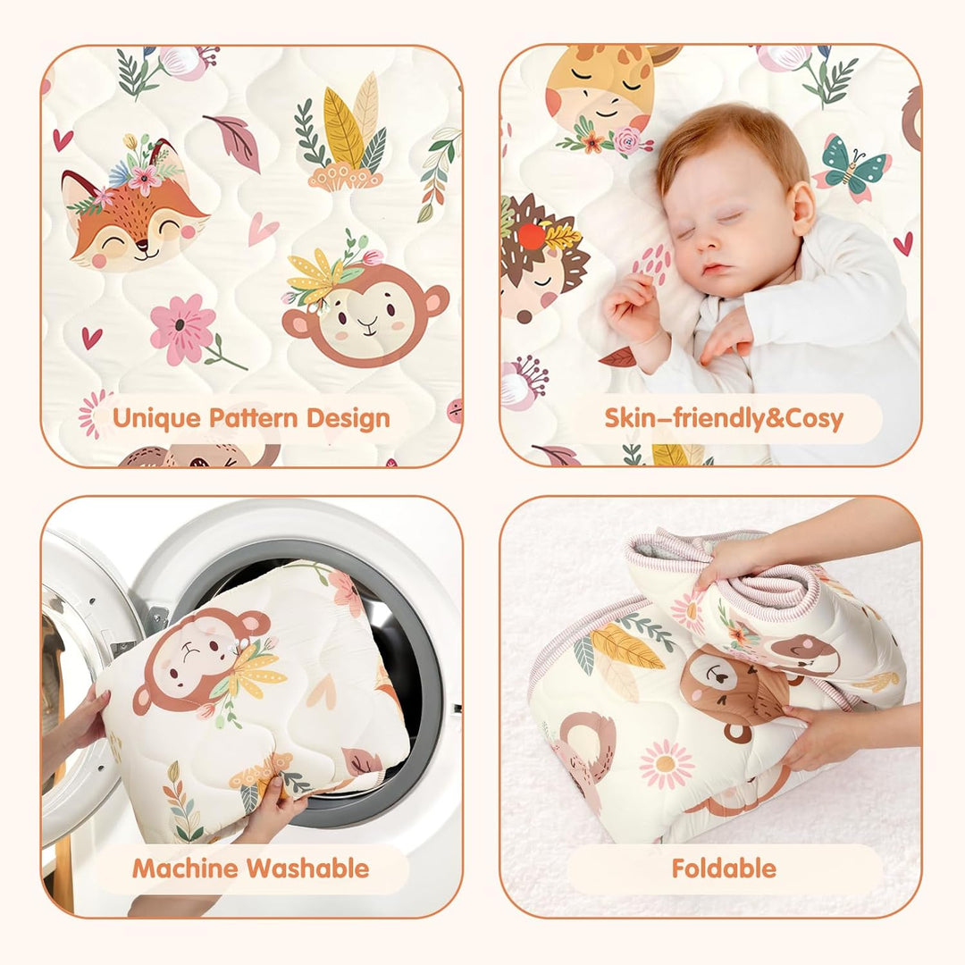 Spielmatte Baby 127×127cm mit Rutschfest, Extra Dicke 2cm Weiche Krabbelmatte Baby, Faltbar Krabbeld