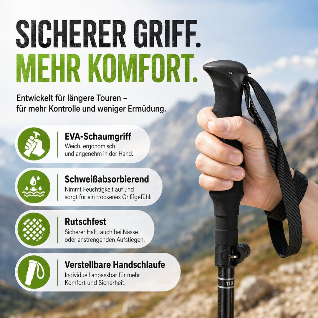 Trekkingstöcke Carbon Ultraleicht 169 g, Teleskop Wanderstöcke 63–135 cm | Teleskop Wanderstöcke 63–
