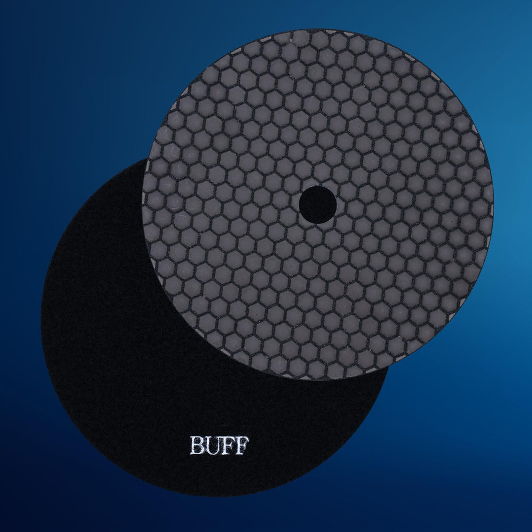 EDW Profi Diamant-Schleifpad Set, Trocken, D = 100 mm, Körnung 100 + 200 + Polierer, Klett-Aufnahmet