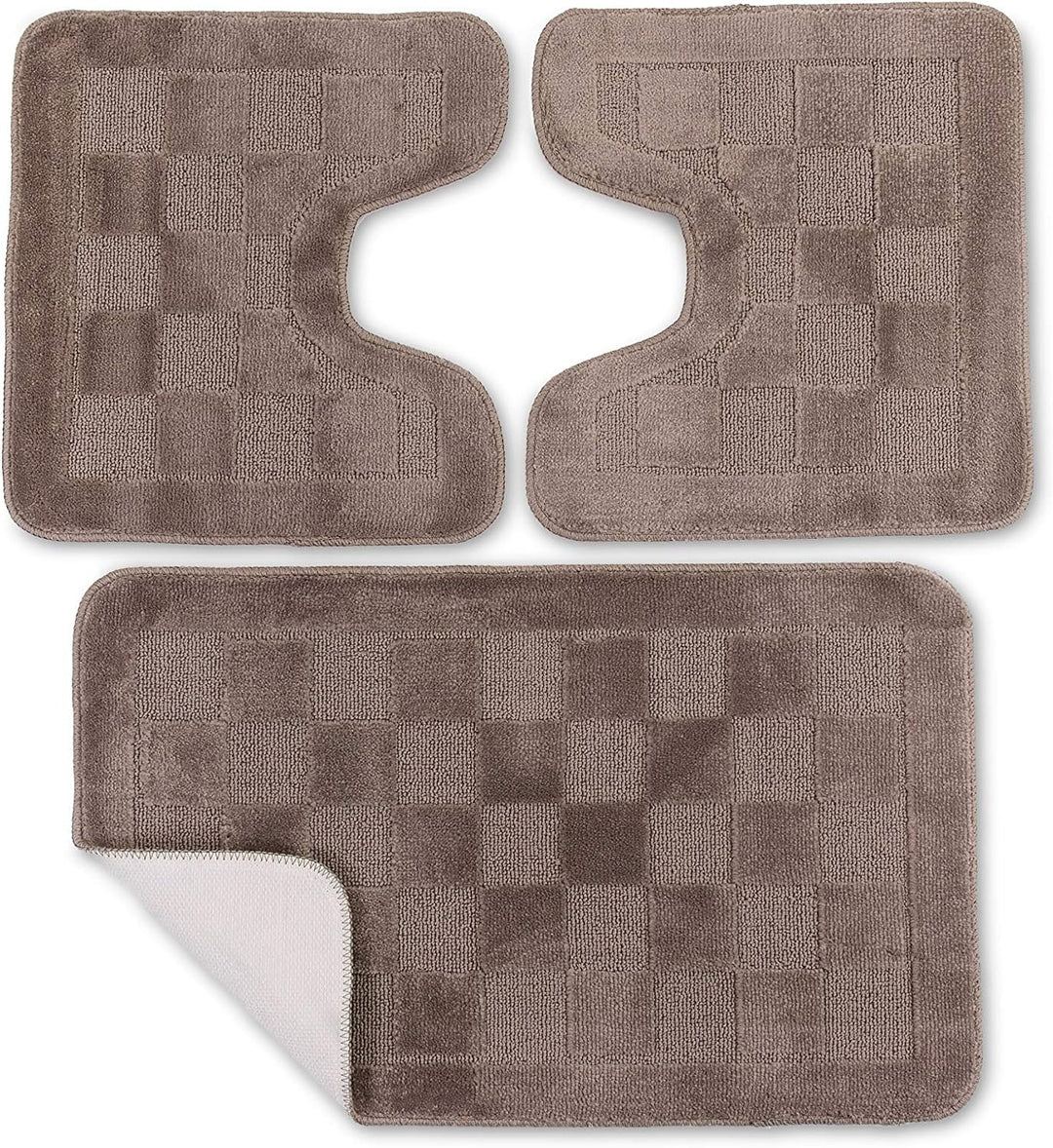 CosìCasa: Badezimmerteppich, 3-teilig, rutschfest, aus Mikrofaser, 50 x 80 cm + 45 x 50 cm (2 Stück)