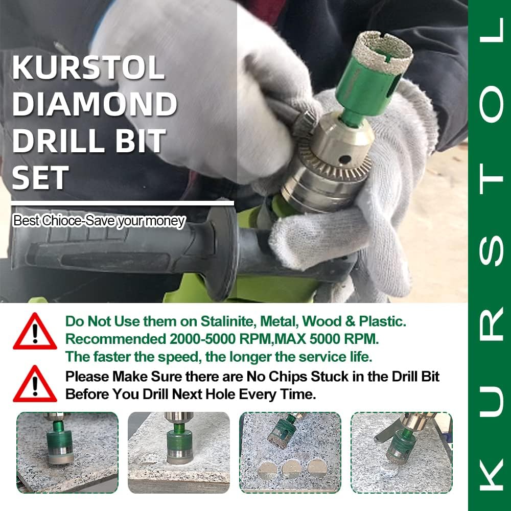 KURSTOL Diamantbohrer Fliesenbohrer - 2 Stück, 38 mm, trockene Diamant-Lochsägen-Set für Keramik, Ma