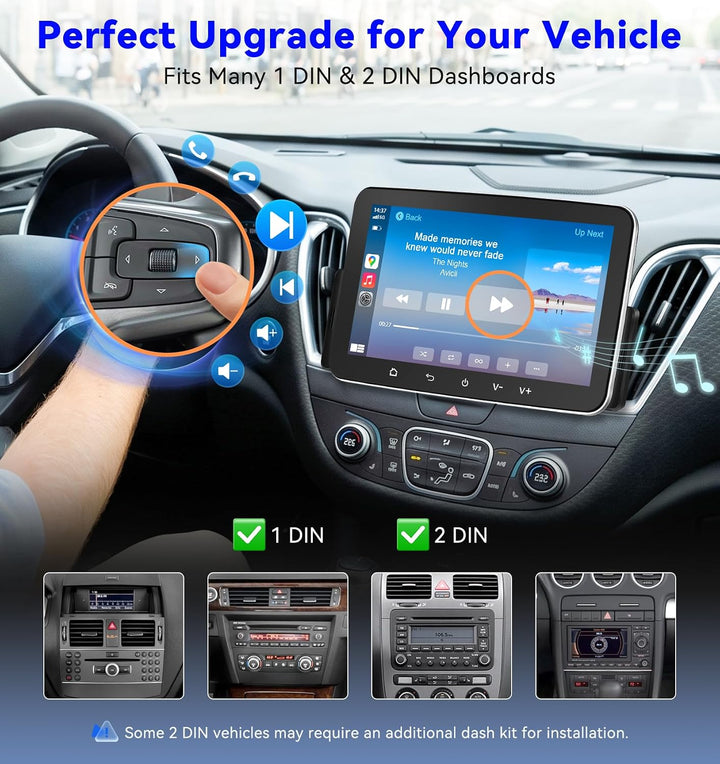 1 DIN 7 Zoll DAB+ Autoradio mit Bildschirm, Wireless CarPlay &amp; Android Auto