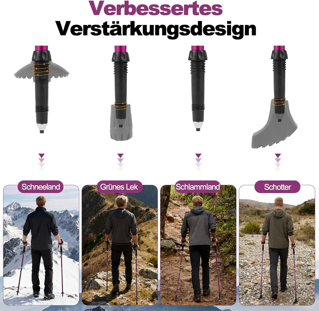 COVACURE Wanderstöcke Faltbar 7075 Aluminium | Nordic Walking Stöcke, Damen &amp; Herren, verstellbar, l