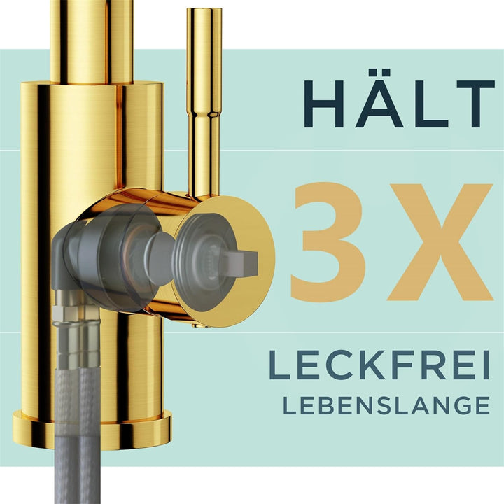 FORIOUS Wasserhahn Küche, Hoher Bogen Hochdruck Küchenarmatur mit Herunterziehen Brause Armatur, Mis