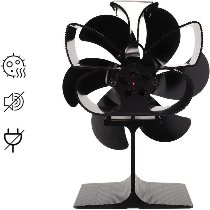 Wakects Ofenventilator für Kamin, Kaminventilator, 6 Flügel, nicht elektrisch, für Holzöfen, Öfen, S