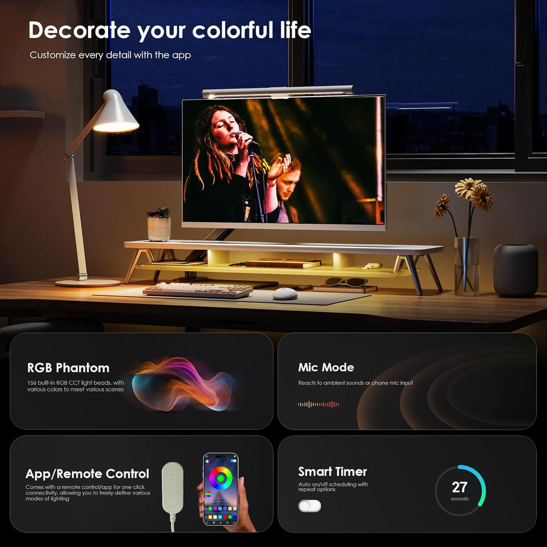 Fenge Monitorständer Riser mit Acrylablage und App-Steuerung LED Lights 108cm Grosser Computerstände
