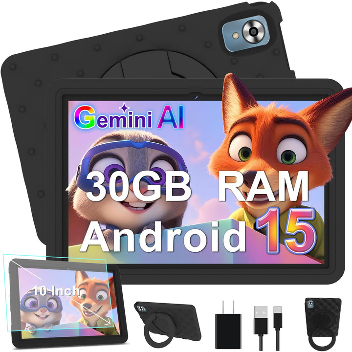 DMOAO Kinder Tablet 10 Zoll Android 15 mit 30GB RAM + 64GB ROM(2TB), 5G WLAN 6, Widevine L1, Elterli
