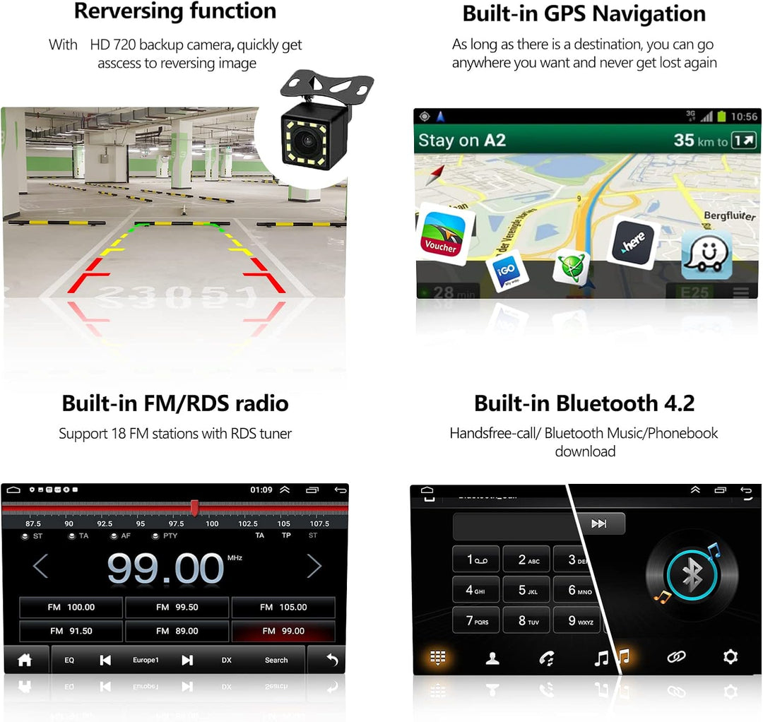 CAMECHO Android 10.0 Autoradio mit Carplay Wireless für VW Golf 5 Golf 6 Polo Tiguan, 7-Zoll Bildsch
