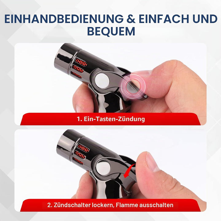 Butangas-Fackel Flamme Flamme verstellbare Flamme Sicherheitsverschluss zum Backen für Creme Brulee,