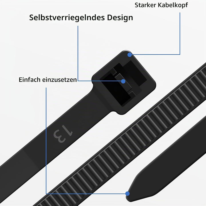 1000 Stück Kabelbinder Schwarz 150mm, Kabelbinder uv Beständig, 4.8mm Breite Cable Ties Zugfestigkei