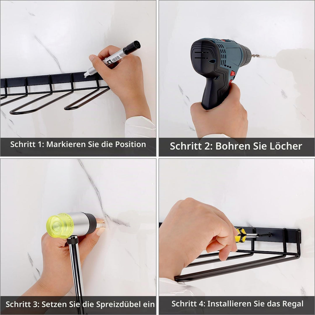 QWORK® 3 Stück Wand-Schuhregal – Metallständer für 6 Paar Schuhe – Platzsparender Schuh-Organizer fü