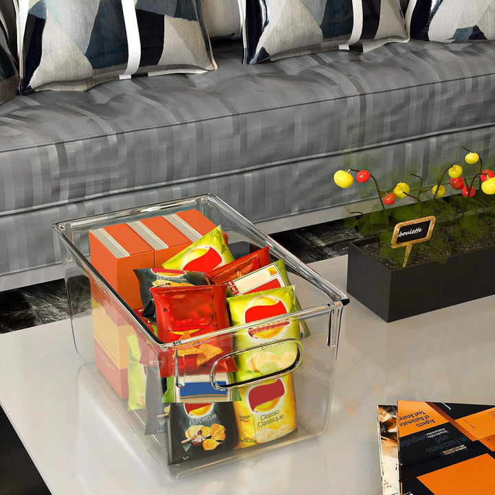 FINEW Set von 4 Stapelbare Kühlschrank Organizer - 2 Grosse/2 Mittel, Aufbewahrungsbox für Gefrierge