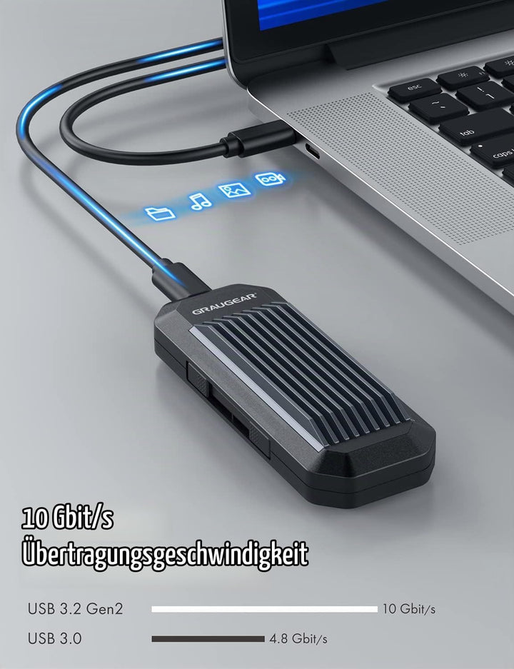 GRAUGEAR | M.2 NVMe &amp; NGFF SSD-Gehäuse | RTL9210B für alle M.2 Länge 2280, 2260, 2242, 2230 | USB 3.