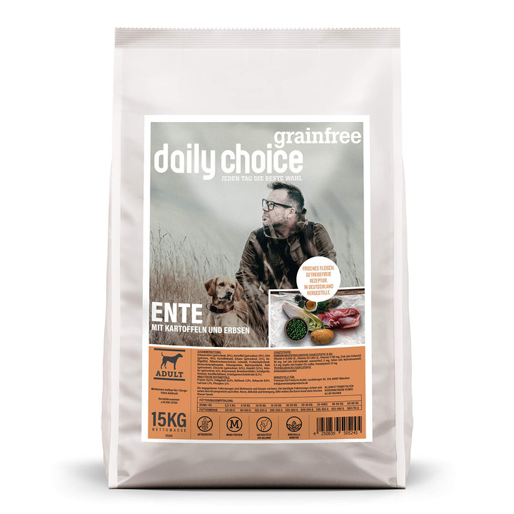 daily choice grainfree - 15 kg - Ente - Getreidefreies Trockenfutter für Hunde - Monoprotein Hundefu