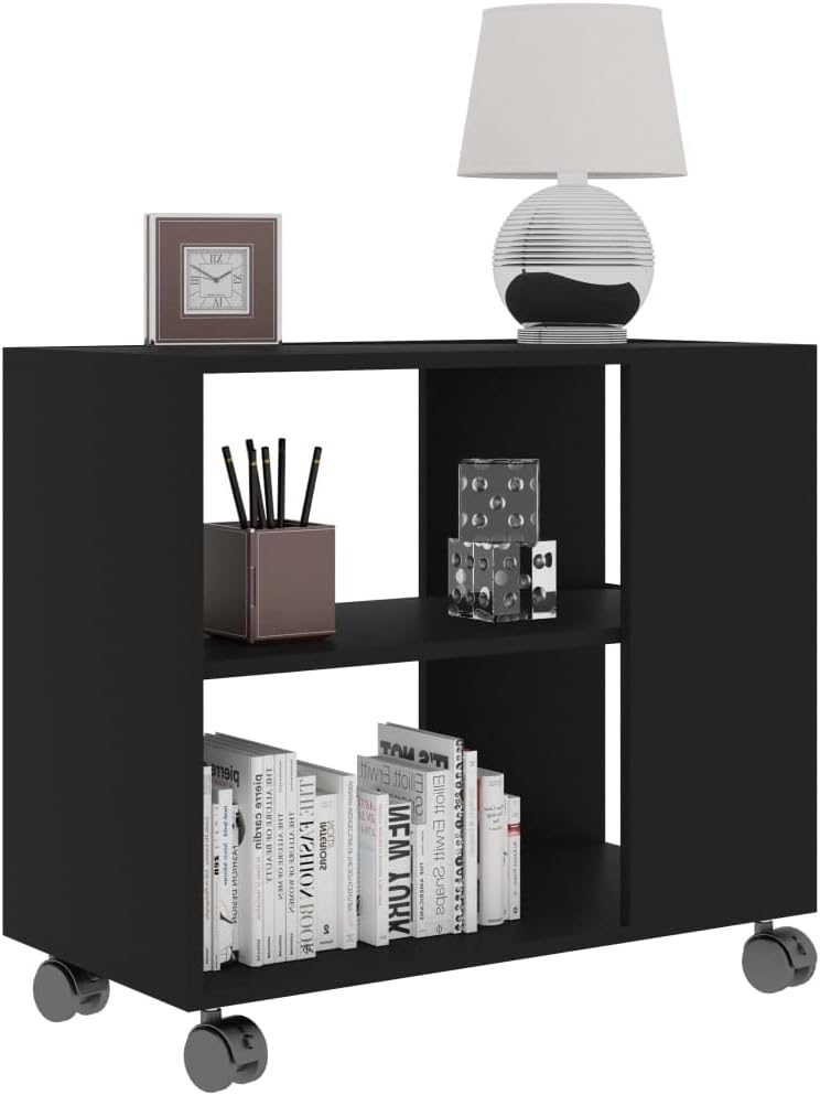 FIRBNUS Beistelltisch Schwarz 70x35x55 cm Beistelltisch mit Rollen Beistelltisch Sofa Beistelltisch
