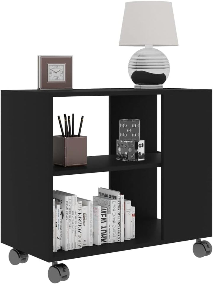 FIRBNUS Beistelltisch Schwarz 70x35x55 cm Beistelltisch mit Rollen Beistelltisch Sofa Beistelltisch