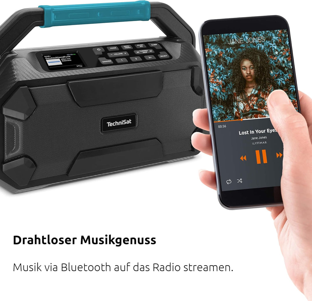 TechniSat Viola 231 OD – Makita Akku kompatibles Baustellenradio (DAB+, UKW, AUX in, Bluetooth, IPX4