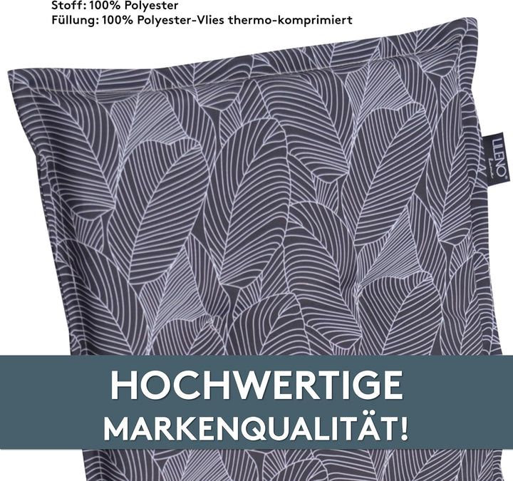 LILENO HOME Gartenstuhl Auflagen als [2er Set - Hochlehner] in Blätter Anthrazit - Bequeme Liegen al