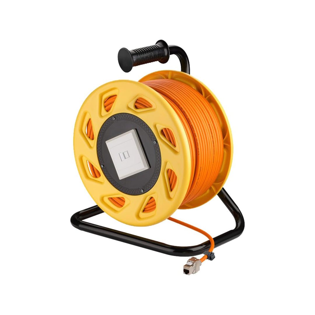 goobay 58934 Netzwerk Kabeltrommel 50m Outdoor CAT 7A Kabel RJ45 Keystone Buchse Netzwerkkabeltromme