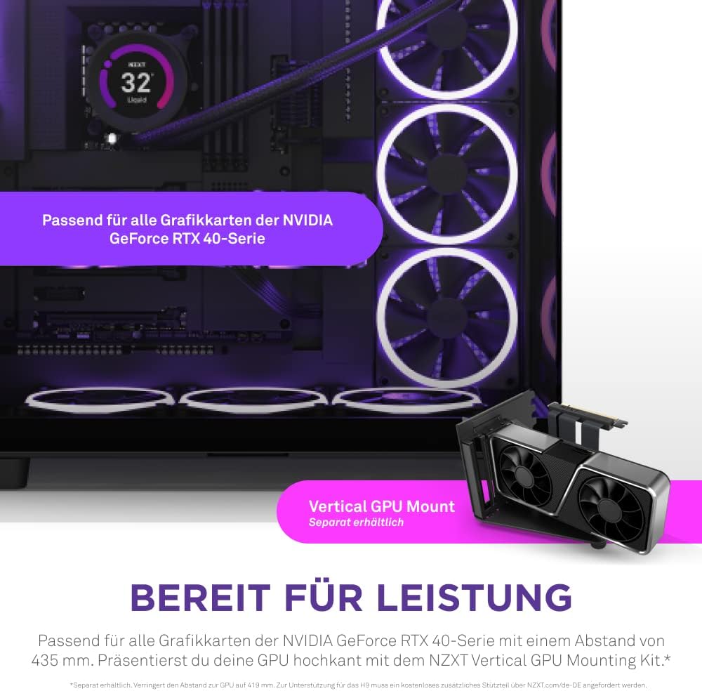 NZXT H9 Flow - CM-H91FB-01- Dual-Chamber ATX Mid-Tower PC-Gaming-Gehäuse - High-Airflow-perforiertes