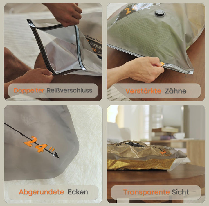 Vacbird Vakuumbeutel für Kleidung mit Kabellose Vakuumpumpe, 15 Stück (6x 40x54cm, 6x 47x64cm, 3x 54