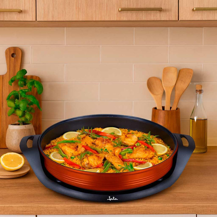 Jata JEPE1639 Elektrische Paella-Pfanne, antihaftbeschichtet, Durchmesser 38 cm, Tiefe 5 cm, gleichm