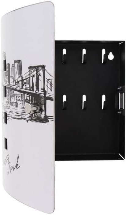 Burg-Wächter Schlüsselbox mit Motiv, 10 Haken, Edelstahltür mit 90° Öffnungswinkel und Magnetverschl