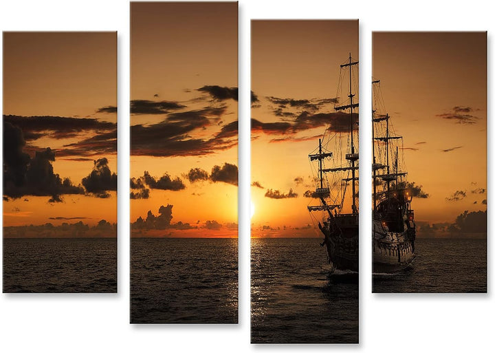 islandburner Bild auf Leinwand Piratenschiff Offenes Meer Sonnenuntergang Bilder Wandbilder Poster L