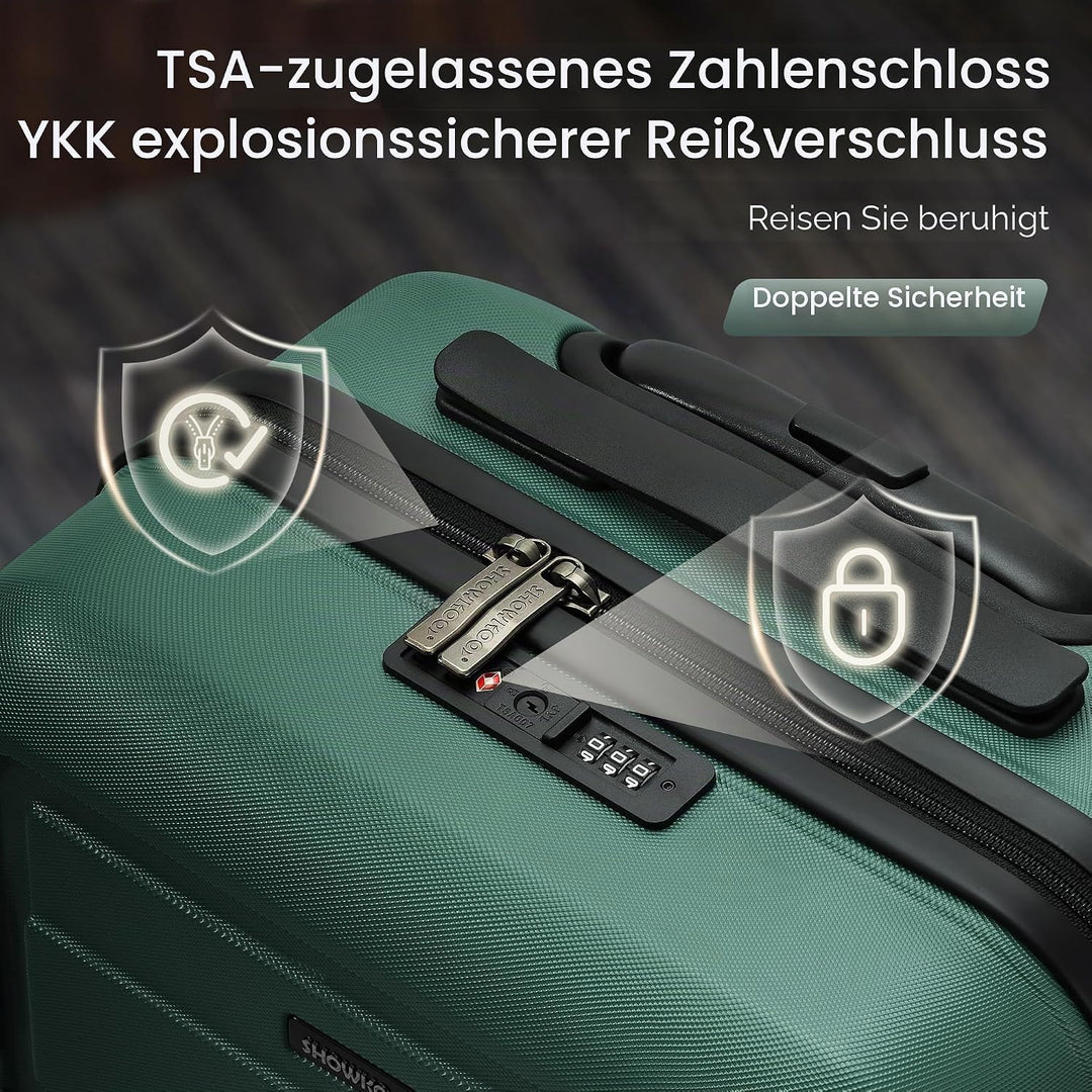 SHOWKOO Kofferset 3 Teilig Hartschale Leicht ABS+PC Erweiterbar Reisekoffer Haltbar Trolley Handgepä